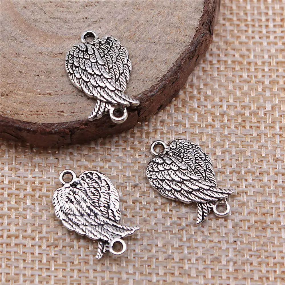 

Components Angel Wing Connector Charms Jewelry Pendants 11x19mm 20pcs