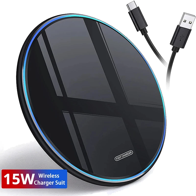 15W Quick Wireless Charger Pad for iPhone 14 13 12 11 Pro Max Samsung Xiaomi Phone Chargers Induction Fast Charging Dock Station