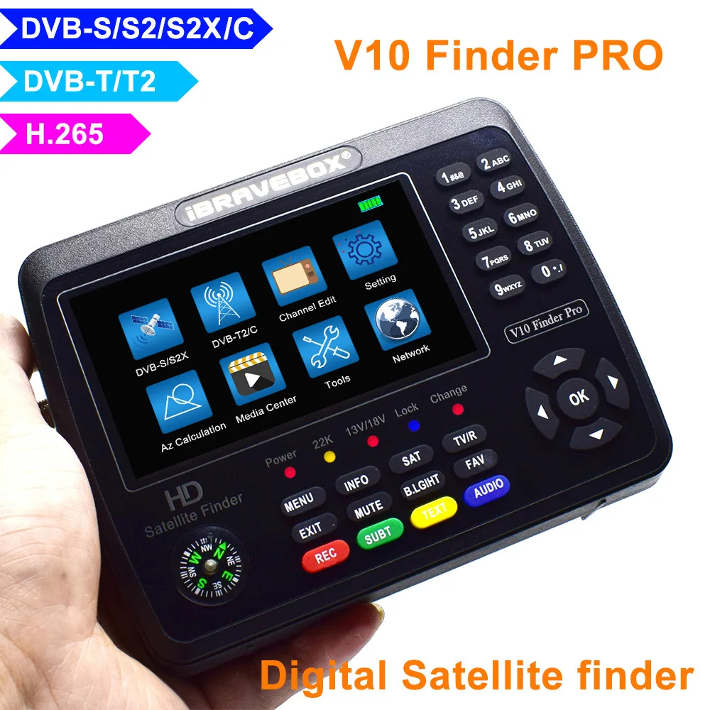 

iBRAVEBOX V10 Finder Pro Satellite Finder Signal Meter 4000mAh Battery For DVB-S/S2/S2X Receiver Sat Detector 4.3inch Screen