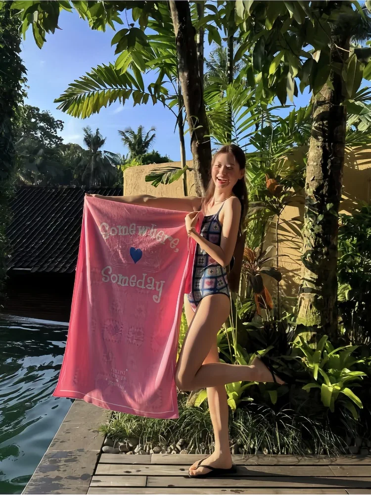 2026 Korean Style Cute One-Piece Swimsuit Cartoon Print Grid Racing Swimsuit for Women Hot Spring Swimming Pool Without Cover Up