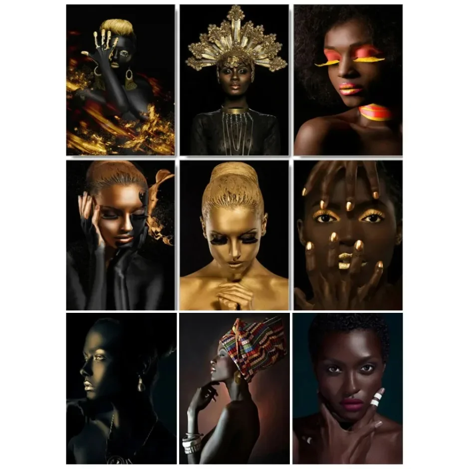 

DIY 5D Diamond Mosaic Painting Full Square African Woman Diamond Embroidery Cross Stitch Abstract Portrait Art Needlework Crafts