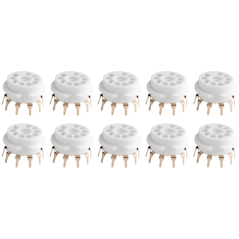 10PCS PCB 9Pin Ceramic B9A Vacuum Tube Socket Audio HIFI DIY Amps For 12AX7 12AU7 12AT7 ECC81 ECC82 ECC83