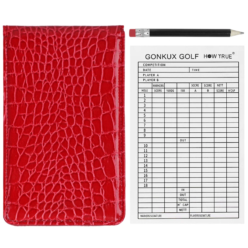 1Pcs Pu Leather Golf Scorecard Holder Crocodile Pattern Yardage Book Cover Case Protector Golf Score Card Golf Gift With Pencil