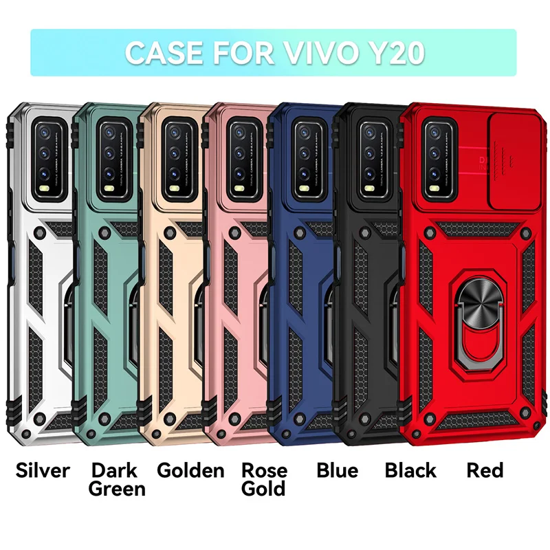 For VIVO Y20S 2020 Magnetic Car Ring Shockproof Armor Stand Holder Phone Cases For Vivo Y20 Y20i Y 20 20S V2029 V2027 Case Cover