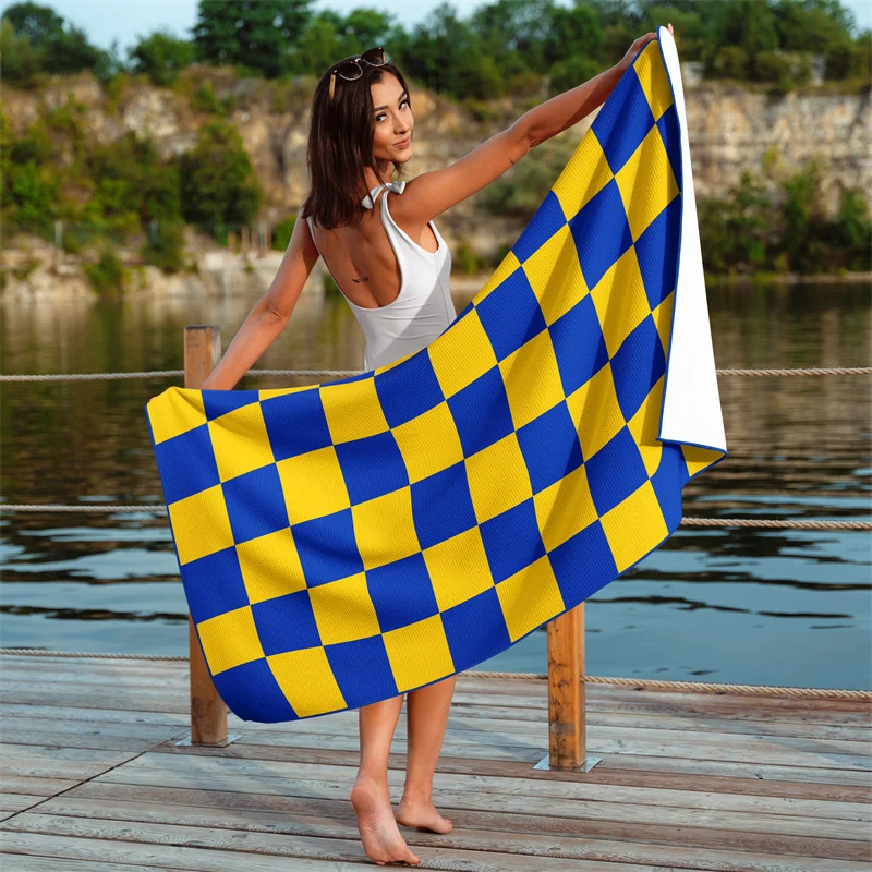 Gaslight Gatekeep Girlboss Surrey England Waffle Beach Towel 150cm x 75cm