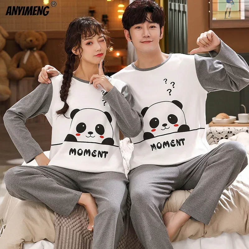 New Pajama Trendy Pyjamas Cute Seal Printing for Lovers Autumn Winter Big Size Young Couple's Loungewear His and Hers Clothes