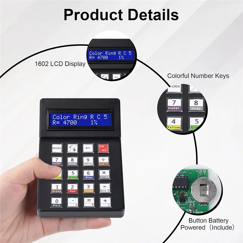 

ABBN-Calculator Soldering Practice Kit 7-Digit Desktop Calculator Soldering Project Kit DIY Electronics Kit With 1602 LCD 1Set