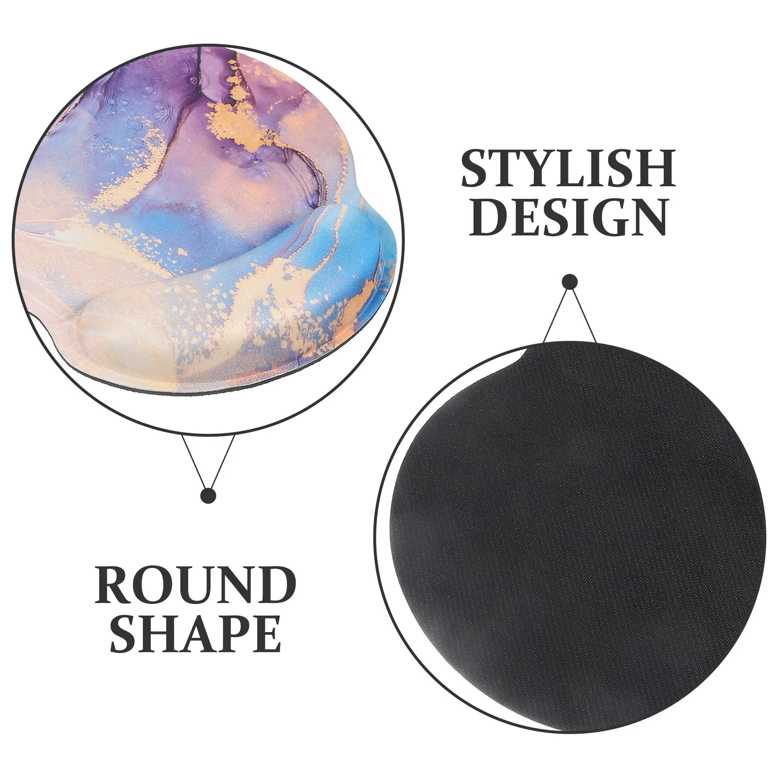 

1 Set Anti-Slip Memory Foam Wrist Rest Mouse Pad Slow Rebound Comfort Round Shape Peacock Stone Office Gaming