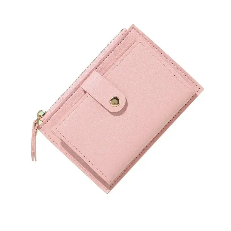 Women Simple Wallets Leather Female Purse Mini Hasp Solid Multi-Cards Holder Coin Short Wallets Slim Small Wallet Zipper Hasp