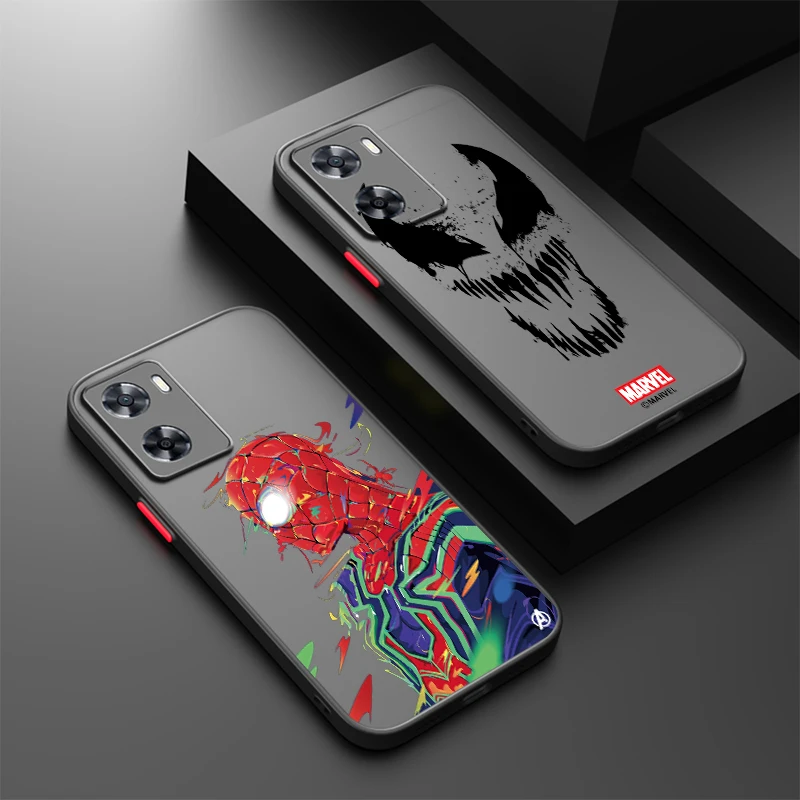 Marvel Spiderman Venom Man Frosted Translucent For OPPO X5 X3 A54S A5 A94 A16 A53S A57 A74 A72 A96 A98 A78 5G Cover Phone Case