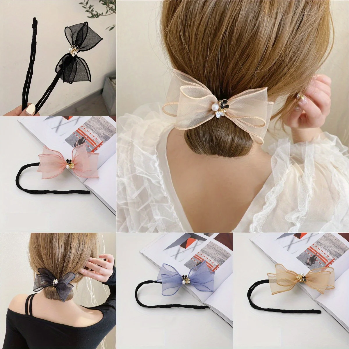 

Pearl Hair Clip Bun Maker with Rhinestones Elegant Quick Styling Hair Accessory for Women Girls Lazy Daily Fashion Updo