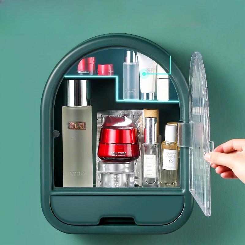 

Wall Mounted Bathroom Storage Rack with Drawer Storage Box