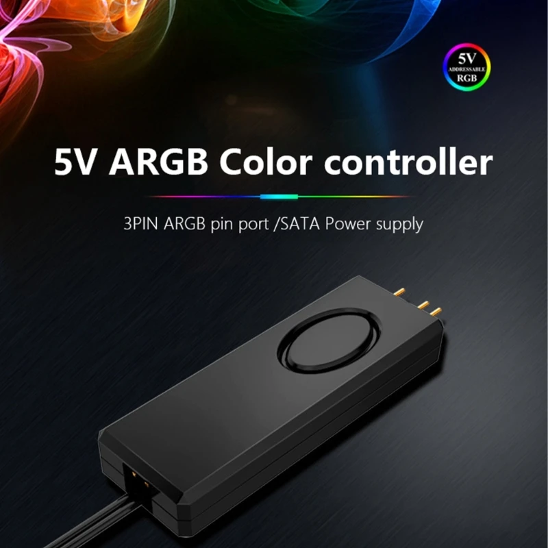 Manually Control 5V ARGB Device Controller to Achieve Rainbow Scrolling Effect Serial ATA Power Supply Black