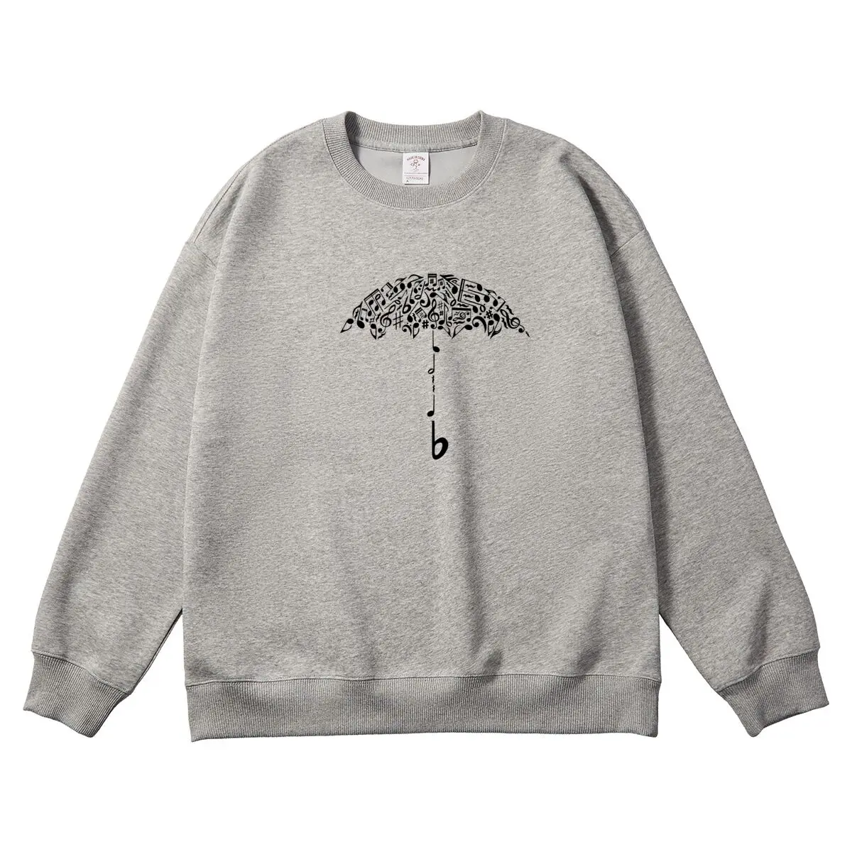 Oversized Women Pullover Musical Note Umbrella Graphic Woman Tops Female Sweatshirt Round Neck Long Sleeve Autumn Thick Clothes