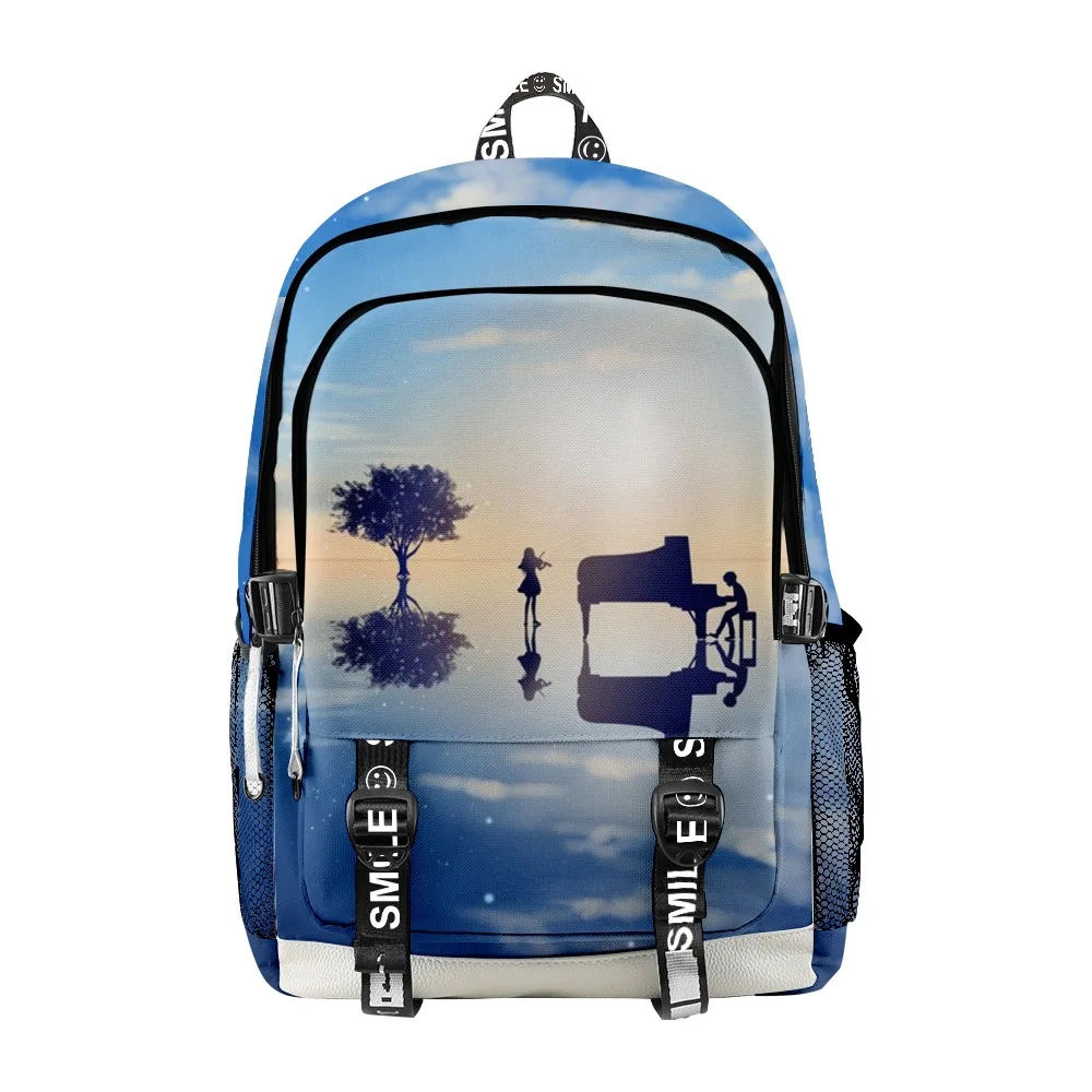 Harajuku popular sua mentira em abril estudante sacos de escola unisex impressão 3d oxford à prova dwaterproof água notebook multifuncional mochilas viagem