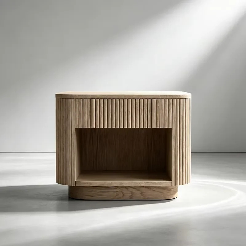 Solid Wood Bedside Table Eco Friendly Luxury Design Open Nightstand with Drawers Vertical Surface for Bedroom Furniture