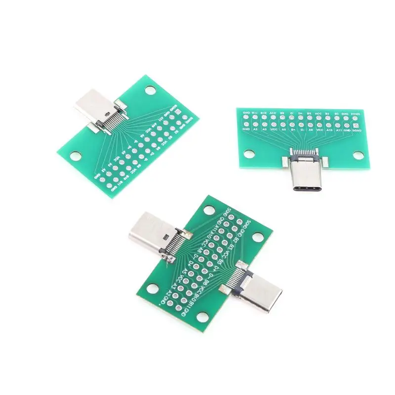 ~Type-C Male To Female USB 3.1 Test PCB Board Adapter Type C 24P 2.54MM Socket For Data Line Wire Transfer Connector