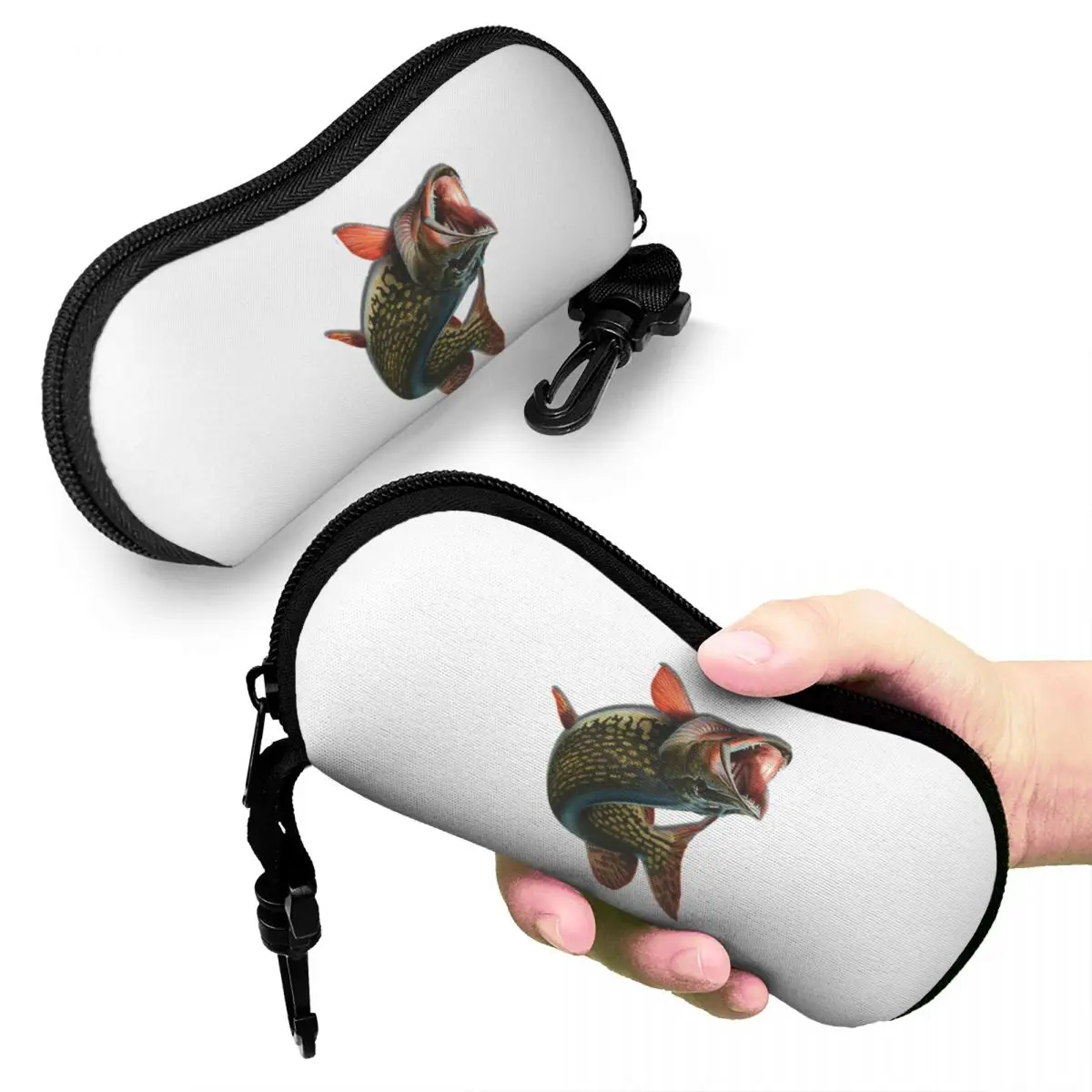 

Northern Pike Fish Shell Glasses Case Protector Sunglasses Box Women Men Soft Eyeglasses Bag Pouch