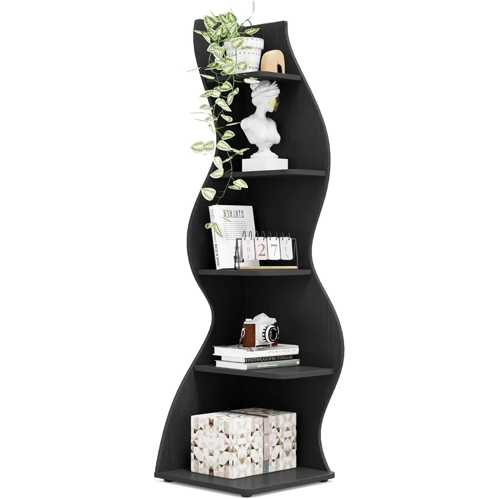 

Corner Shelf, Modern Wall Corner Bookshelf, Stylish Corner Small Bookcase Storage Rack Plant Stand with Unique