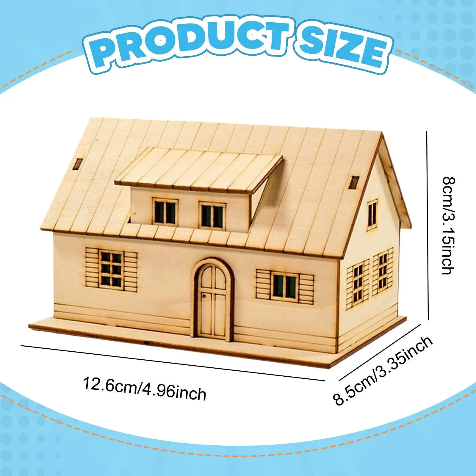 1/60 Houten Miniatuur Huis Ongeverfd Ornament 3D Accessoire Architectuur Scène Landschap Gebouw Model voor Tieners Volwassenen Gift