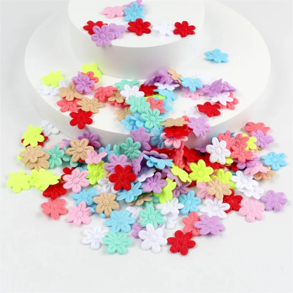 100pcs 2CM Children\'s Hair Accessories Five-petal Flower Cloth Jewelry Cloth Stickers DIY Sewing Craft Embossing