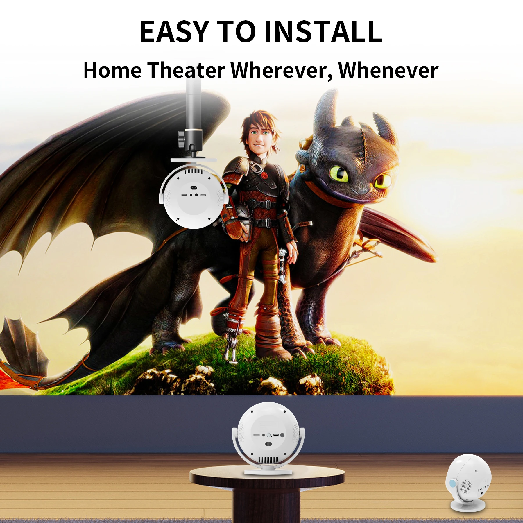 Salange P360 Mini Portable Home Projector 4K Cinema Android11 WiFi 6 BT5.2 Auto Correction 360° Rotatable Outdoor Smart Beamer