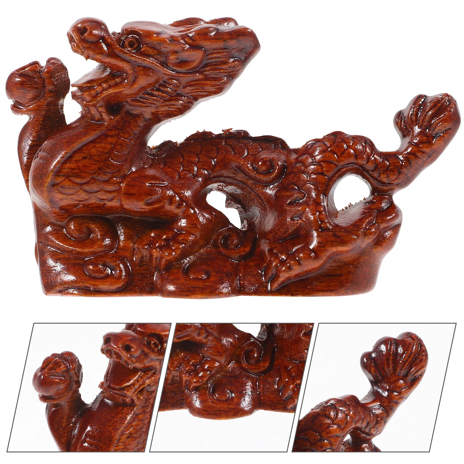 

Wooden Dragon Statues 10cm Long Small Animal Decoration Desktop Gift Creative Ornament Home Decor Wooden Adornment
