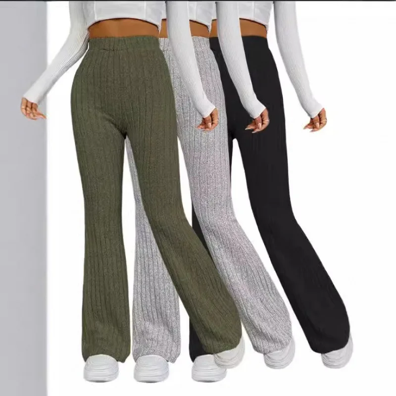 2026 Casual Solid Flared High Waist Trousers Slimming Women Pants