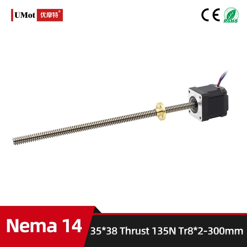 

Nema 14 Micro Customized Lead Screw Stepping Motor Linear Stepper Motor Actuator For Glass Machinery Thrust 135N Tr8 Lead 2mm