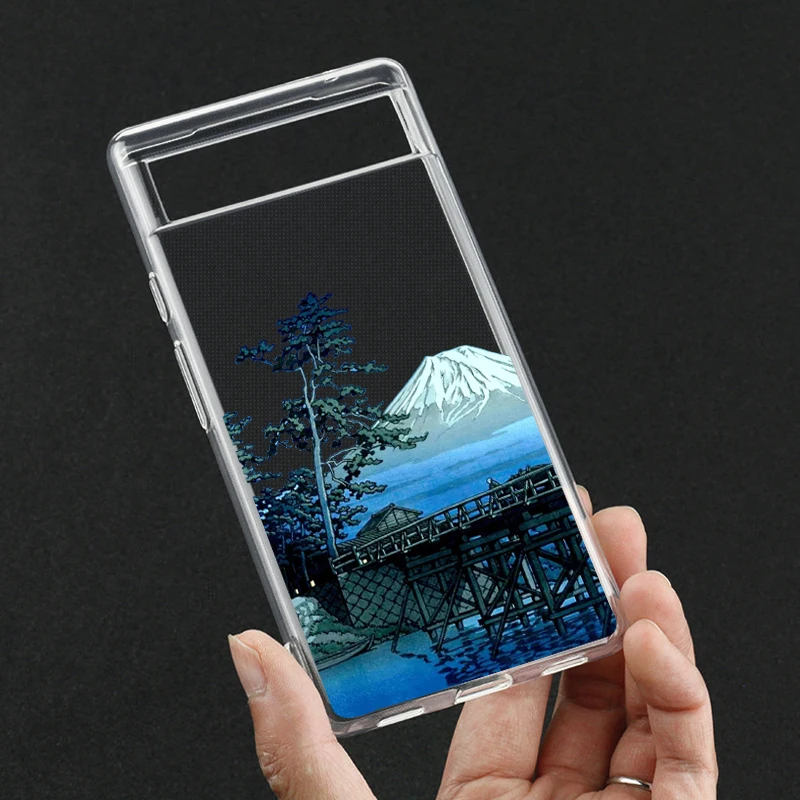 Japan Series Aestheticism Scenery Phone Case for Google Pixel 7A 6 6A 7 Pro 8 Pro Landscape Transparent TPU Cover Fundas Skin