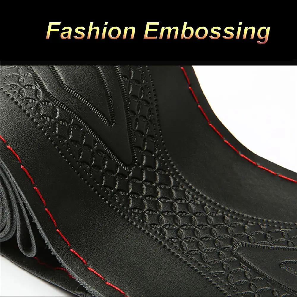 Anti slip Steering-Wheel Braid With Needles Thread Car Steering Wheel Cover Genuine Leather Auto Steering Wheel Cowhide Braid