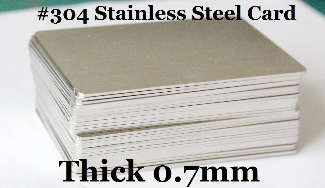 Thick 0.7mm Stainless Steel Blank Silver Tone Metal Business Cards Both Side Brushed Finishing 1/2/5/10/15 -You Choose Quantity