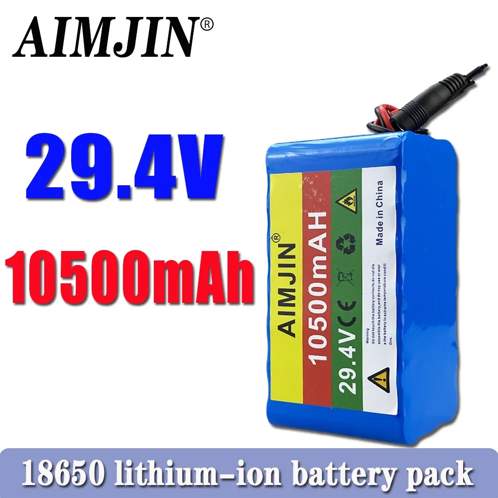 

18650 battery pack 24V 10500mAh 7S3P 29.4V 2A charger lithium-ion rechargeable battery with built-in BMS, long lifespan