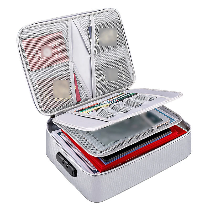 Fire Resistant Material Storage Zipper Bag Fireproof Cash Passport Legal Documents Storage Money Document Bags