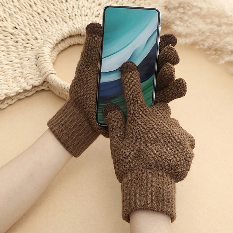 

2025 Men's Winter Warm Touchscreen Gloves Fleece Lined Cold-Weather Wool Knitted Mittens for Men