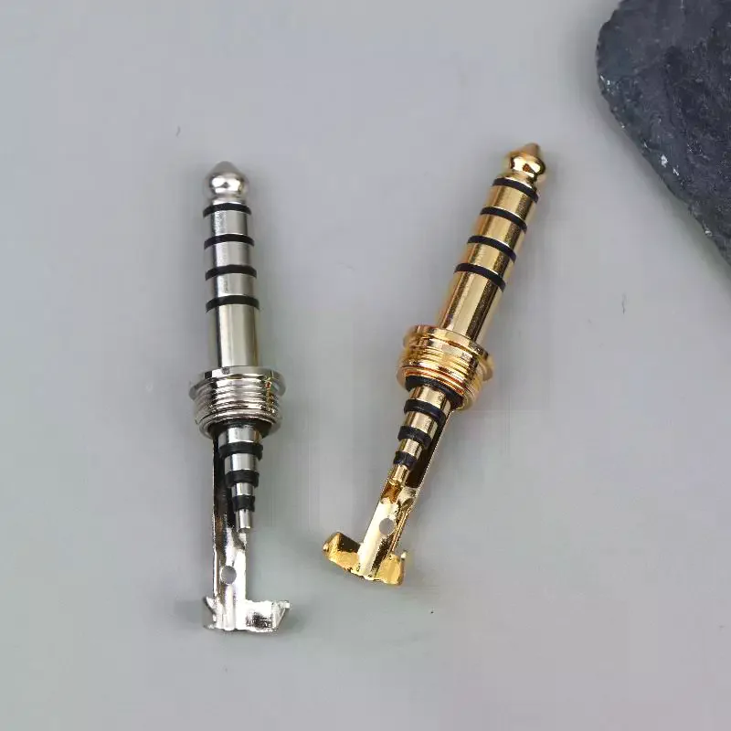 1Pc HIFI Copper Rhodium Plated 4.4MM Balanced Plug 5Pole With Clip Audio Jack Connector Thread Cable Clamp Pins