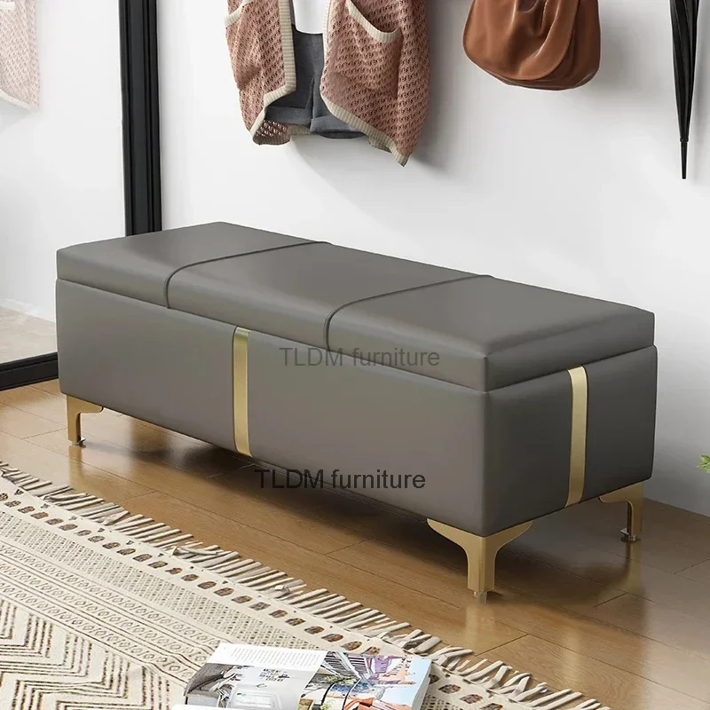 Clothing Store Fitting Room Shoe Changing Stool Homestay Furniture Hallway Storage Bench Cloakroom Sofa Porch Leather Ottomans B