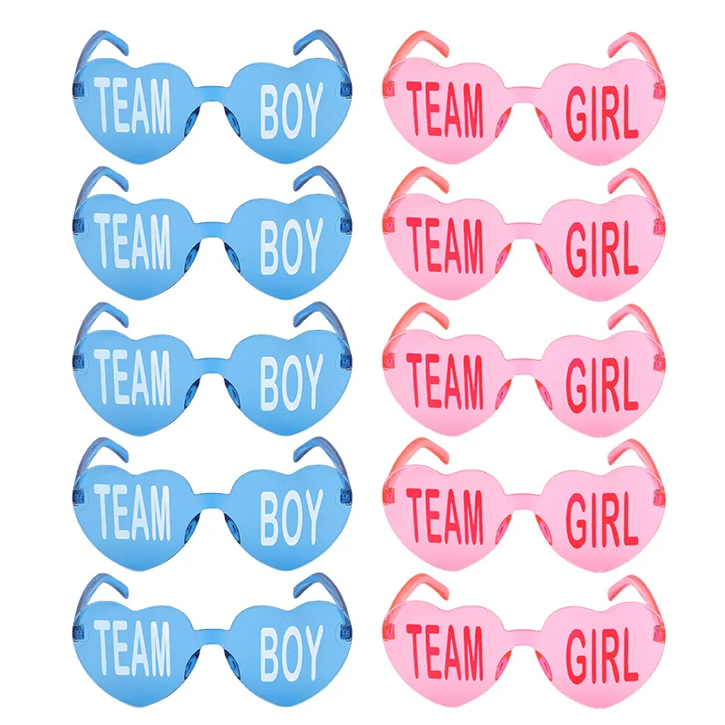 

Team Boy Team Girl Glasses Baby Gender Reveal Party Decoration Supplies Gift for Guest Heart Shape Pink Blue Glasses Photo Props