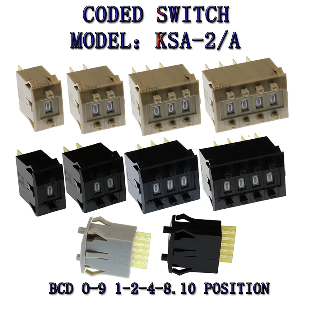 coding switch 0-9code toggle switch 1/2/3/4 digital switch5 contacts KSA-2/A BCD 8421c