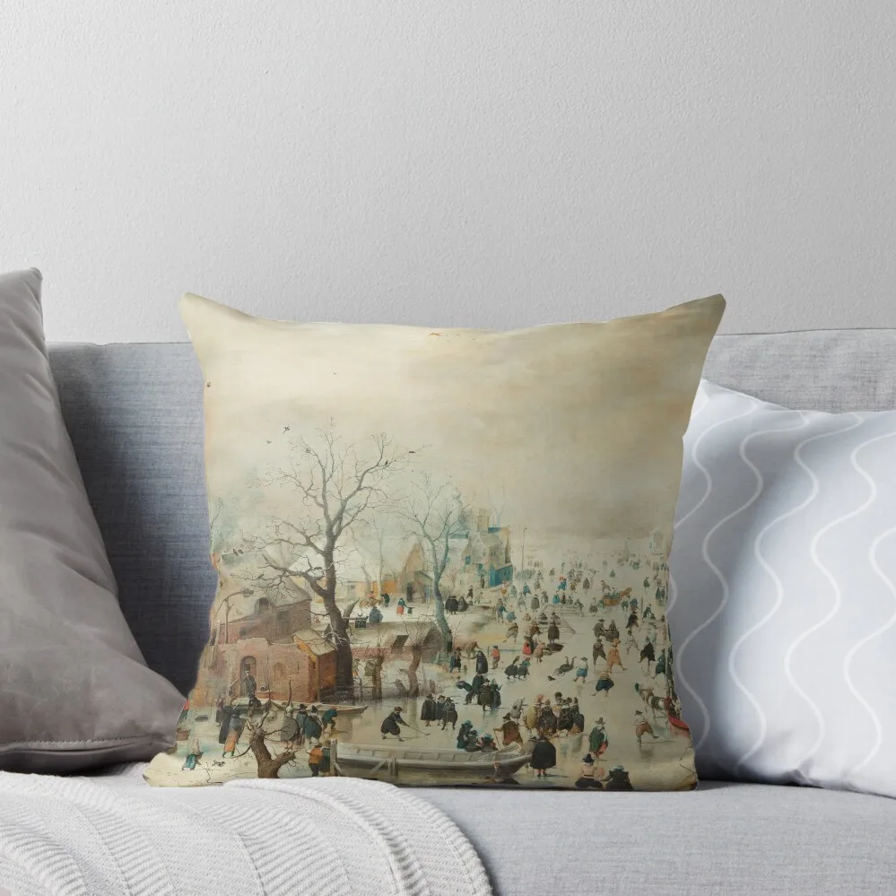 Winter Landscape with Ice Skaters, Hendrick Avercamp, c. 1608 Throw Pillow Throw Pillow Covers Custom Cushion Anime pillow