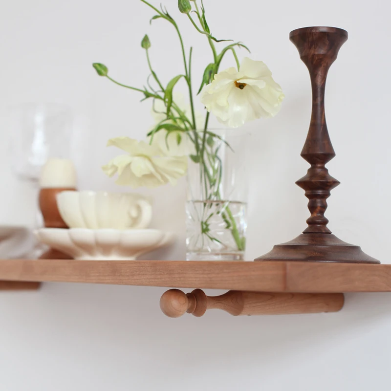 

Vintage Solid Wood Wall Shelf, Walnut Wood Floating Board, Wall-Mounted Storage Rack, Simple Floating Display Shelf