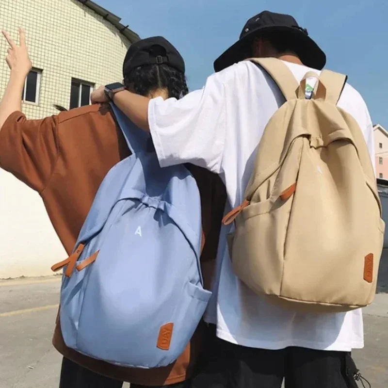 

New High School Students Solid Color Trendy Male and Female College Students Computer Premium Travel Backpack Large Capacity