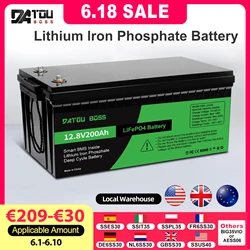 DATOUBOSS 12V Lithium Battery 200AH Nominal Capacity 2560W LiFePO4 Battery With BMS Solar Portable Rechargeable Deep Cycle