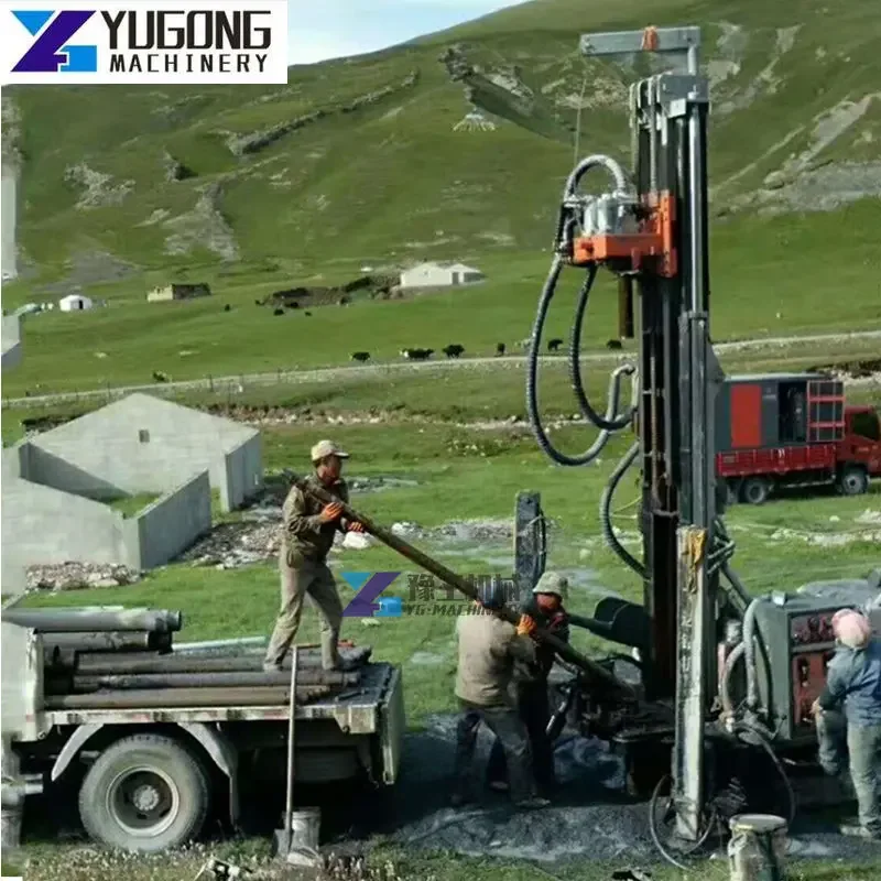 Machine de Plate-Forme de Puits d'Eau Pilotée par Moteur Diesel, Profondeur Pneumatique de 800m et 1000m