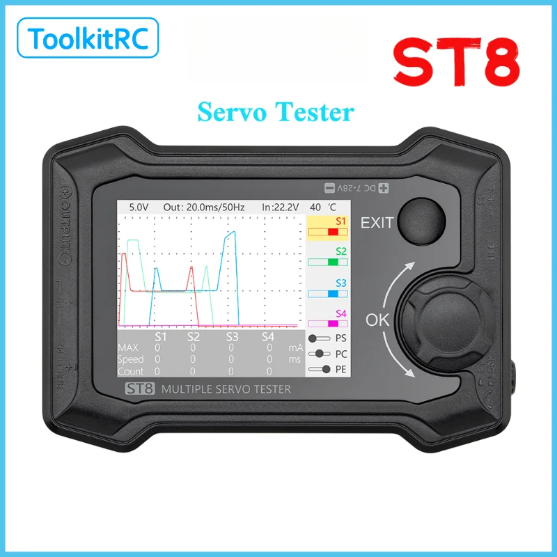 

Тестер сервоприводов ToolkitRC ST8 8-канальный с независимым тестированием сигналов PWM, PPM, SBUS для RC сервоприводов