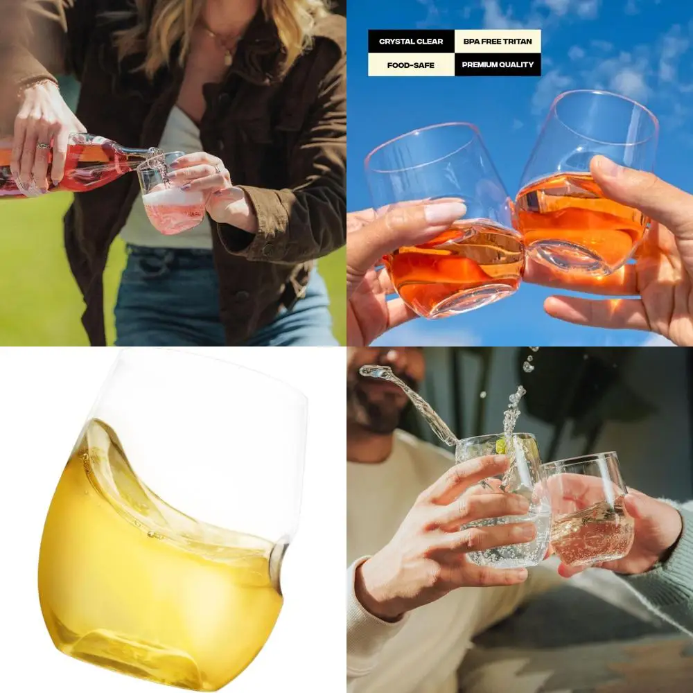 

Set of 12, 12oz Unbreakable Stemless Wine Glasses, Dishwasher Safe, BPA-free Tritan, Clear, Shatterproof for All Occasions, Reus