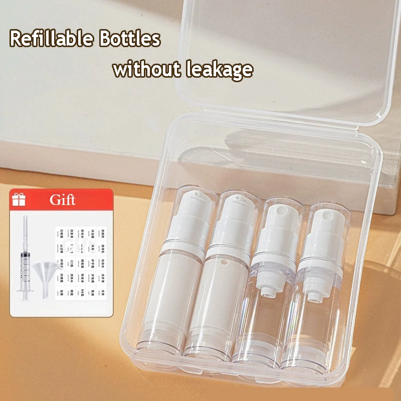 5/10/15ml Clear Empty Refillable Bottle Airless Vacuum Pump Foundation Dispense Portable Bottle Set Sample Container Empty Tubes