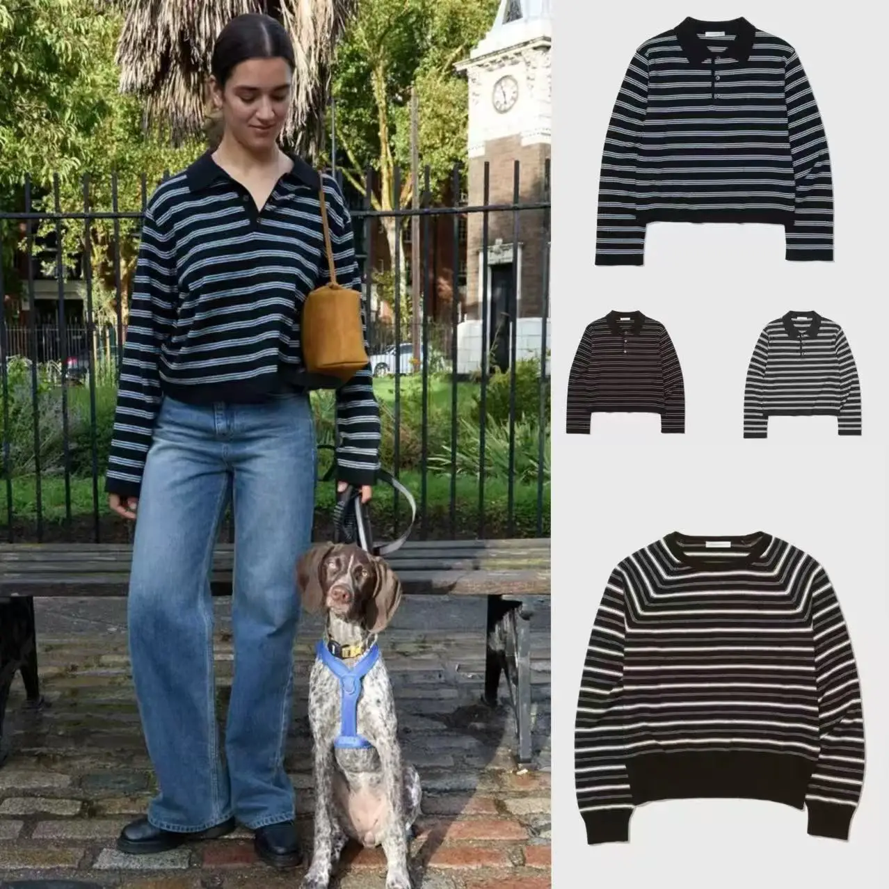 

Повседневный свободный вязаный свитер Ne Design с полосатым узором, антивозрастной эффект Fem Faion, осенний длинный топ све