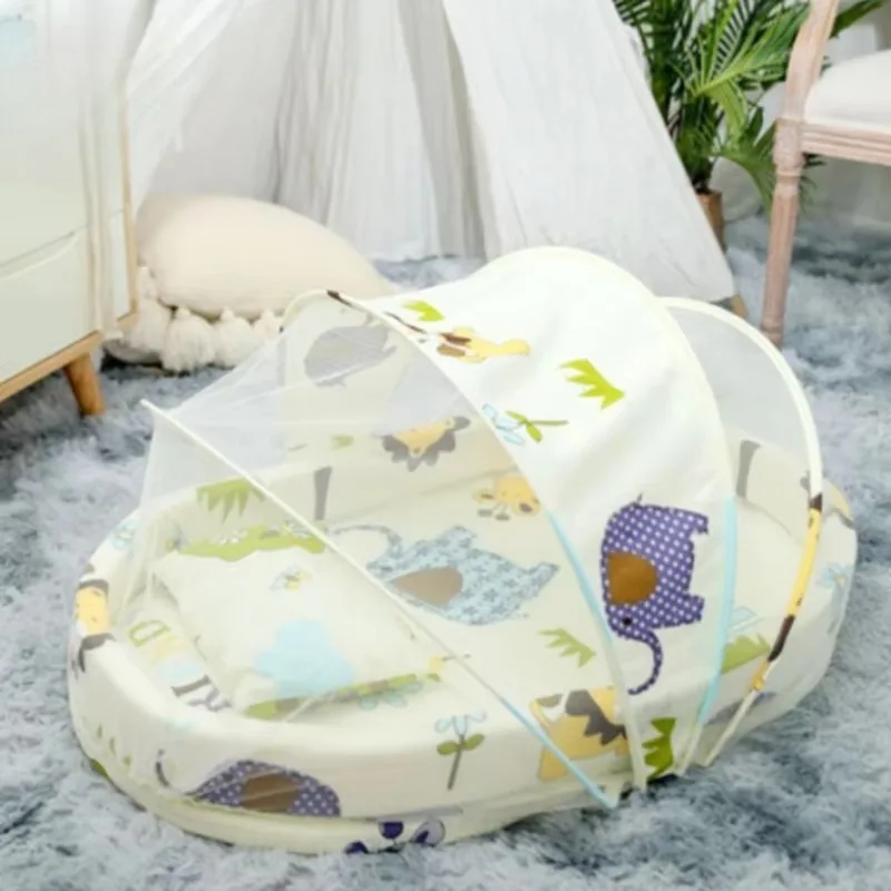 

Newborn foldable crib with mosquito net, cotton pad and pillow