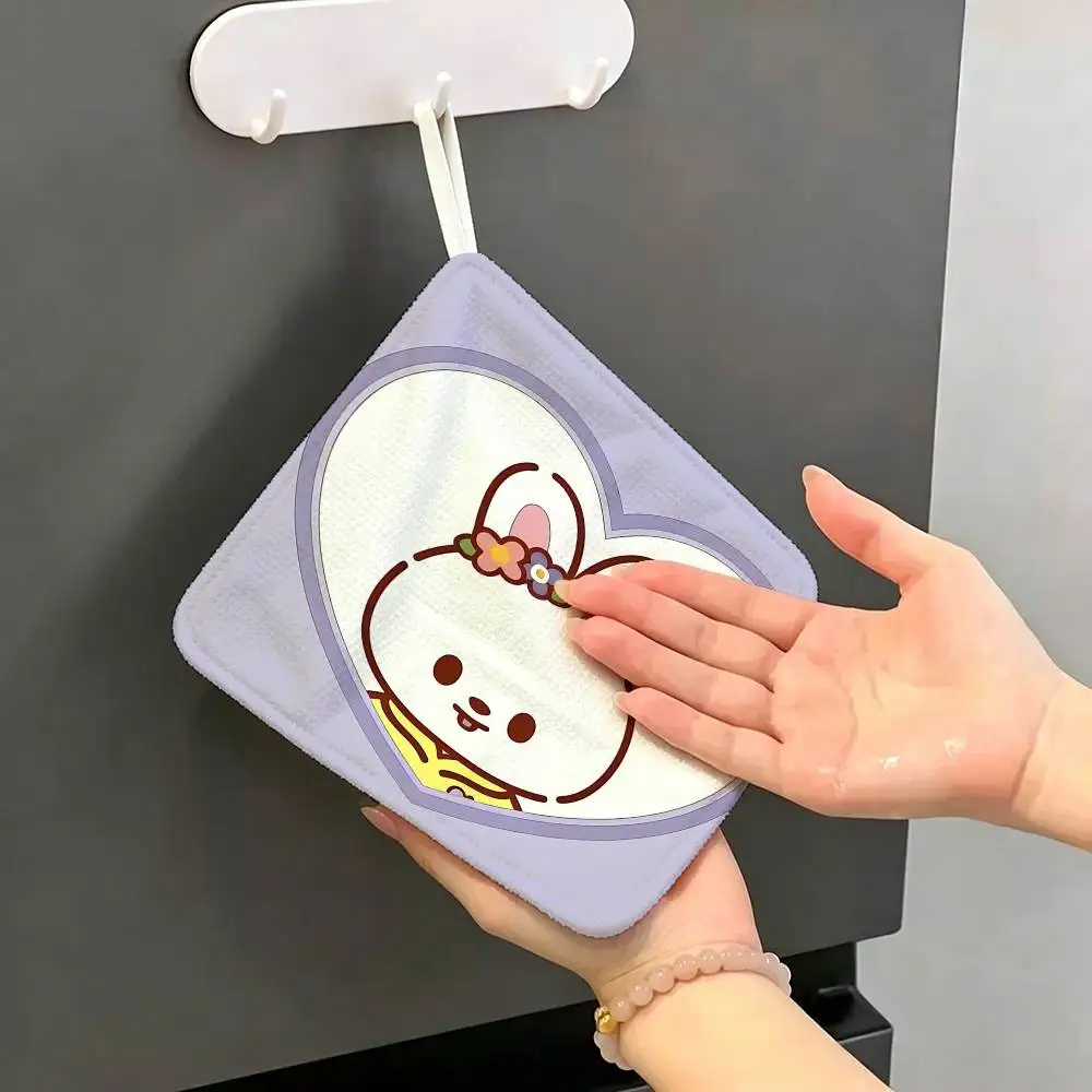 Kpop Group S-Stray K-Kids Hanging Kitchen Towel, Polyester Cotton Fabric, Absorbent Hand Wiping Towel for Home Dormitory
